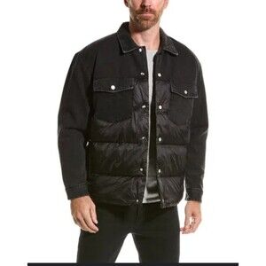 NWT** FRAME Denim & Nylon Padded Mix Puffer Jacket-Black-Large
